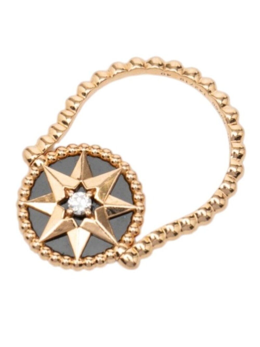 Dior Rose Devan Ring 49 Gold Black 18k Pink Onyx Diamond